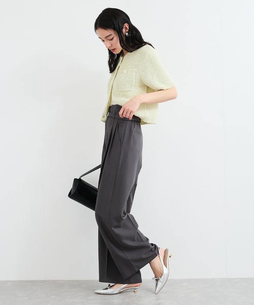 VIS（ビス）の「【新色追加】【防シワ/接触冷感】ベルトディテールタックワイドスラックスパンツ（スラックス・レディース・チャコールグレー/サックスブルー/ベージュ系その他2/ブラック/ライトグリーン・M/S/SS）」の11枚目の写真