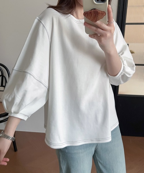 BANICO(バニコ)の「ステッチラインデザインTシャツ (SS)(Tシャツ/カットソー・レディース・ブラック/ホワイト・FREE)」の2枚目の写真