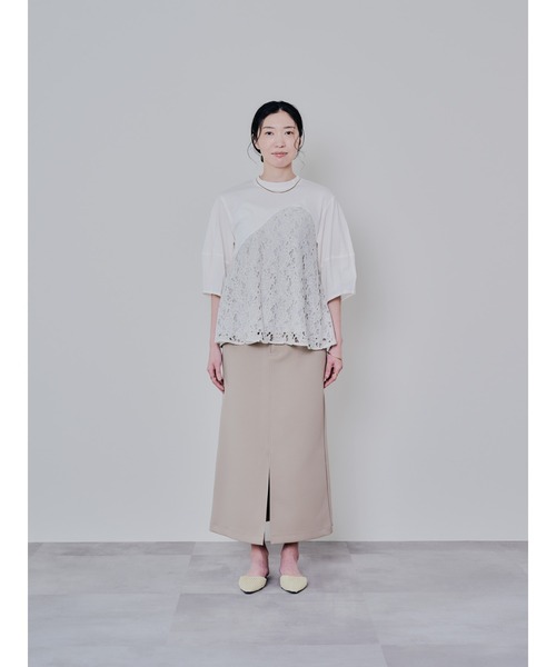 DOLLUPOOPS（ドールアップウップス）の「バックタイヘムレース切替トップス（Tシャツ/カットソー・レディース・ブラック/ベージュ・38）」の4枚目の写真