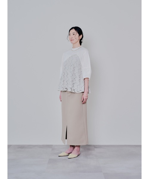 DOLLUPOOPS（ドールアップウップス）の「バックタイヘムレース切替トップス（Tシャツ/カットソー・レディース・ブラック/ベージュ・38）」の5枚目の写真