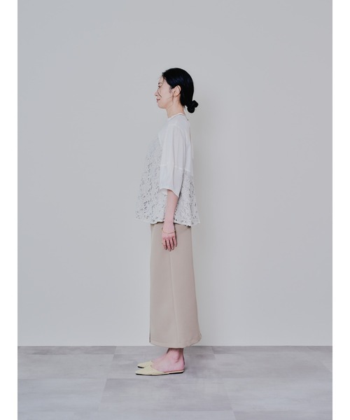 DOLLUPOOPS（ドールアップウップス）の「バックタイヘムレース切替トップス（Tシャツ/カットソー・レディース・ブラック/ベージュ・38）」の6枚目の写真