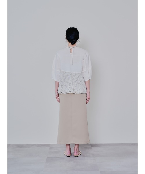 DOLLUPOOPS（ドールアップウップス）の「バックタイヘムレース切替トップス（Tシャツ/カットソー・レディース・ブラック/ベージュ・38）」の7枚目の写真