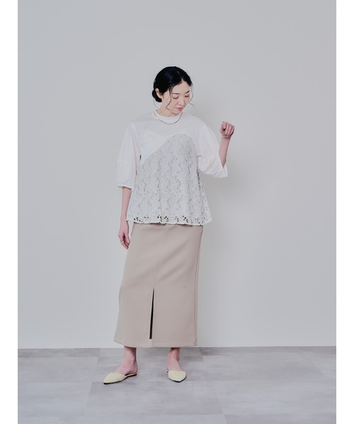 DOLLUPOOPS（ドールアップウップス）の「バックタイヘムレース切替トップス（Tシャツ/カットソー・レディース・ブラック/ベージュ・38）」の3枚目の写真