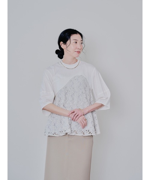 DOLLUPOOPS（ドールアップウップス）の「バックタイヘムレース切替トップス（Tシャツ/カットソー・レディース・ブラック/ベージュ・38）」の21枚目の写真