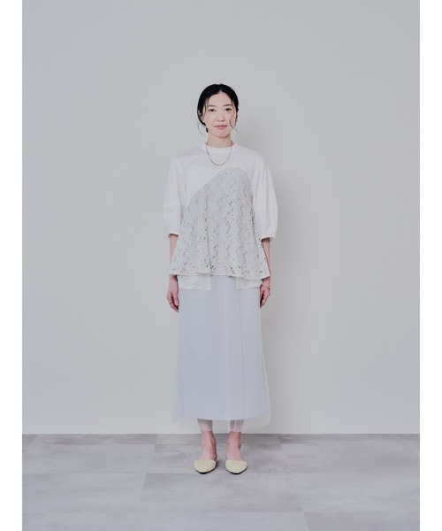 DOLLUPOOPS（ドールアップウップス）の「バックタイヘムレース切替トップス（Tシャツ/カットソー・レディース・ブラック/ベージュ・38）」の9枚目の写真