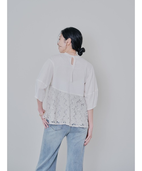 DOLLUPOOPS（ドールアップウップス）の「バックタイヘムレース切替トップス（Tシャツ/カットソー・レディース・ブラック/ベージュ・38）」の18枚目の写真