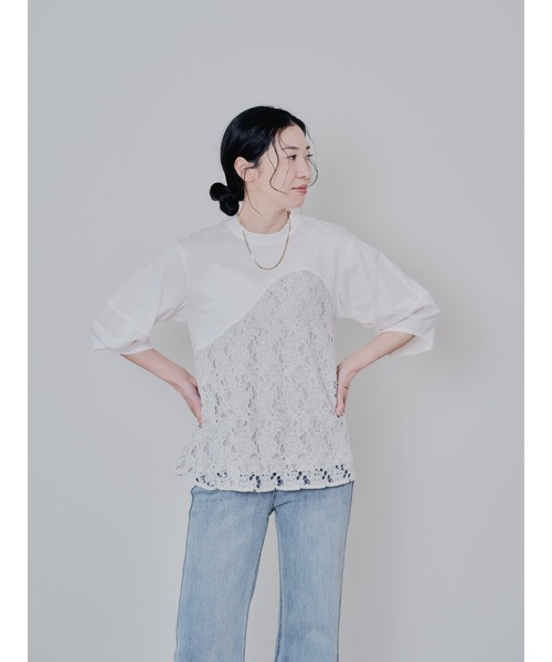 DOLLUPOOPS（ドールアップウップス）の「バックタイヘムレース切替トップス（Tシャツ/カットソー・レディース・ブラック/ベージュ・38）」の19枚目の写真