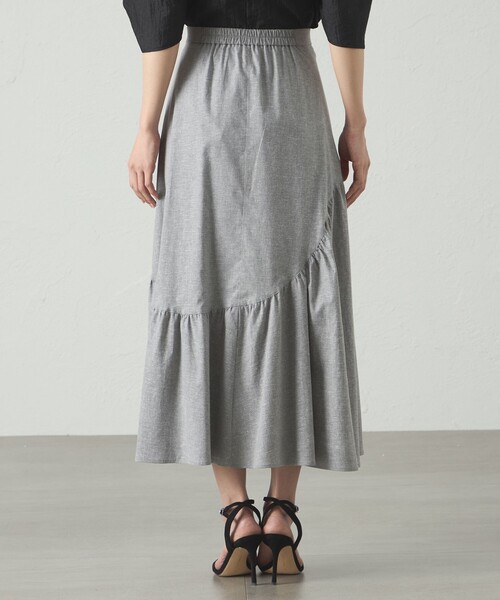CAST:（キャストコロン）の「【接触冷感/UV対策/セットアップﾟ対応】ラウンドラインギャザースカート（スカート・レディース・グレー系その他2/オフホワイト/ブラック・S/M/L）」の7枚目の写真