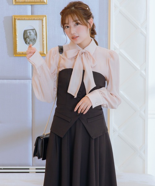 パーティードレス Aライン セットアップ ビスチェ フレア ロング