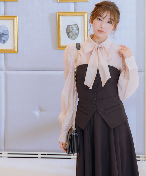 パーティードレス Aライン セットアップ ビスチェ フレア ロング