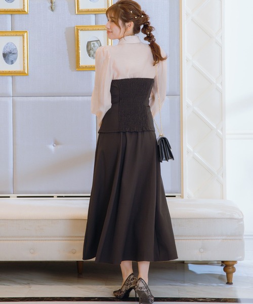 シンプルベスト+フレアロングスカートセットアップ結婚式