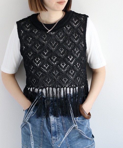 セール】フリンジニットベスト（ベスト）｜cepo（セポ）のファッション