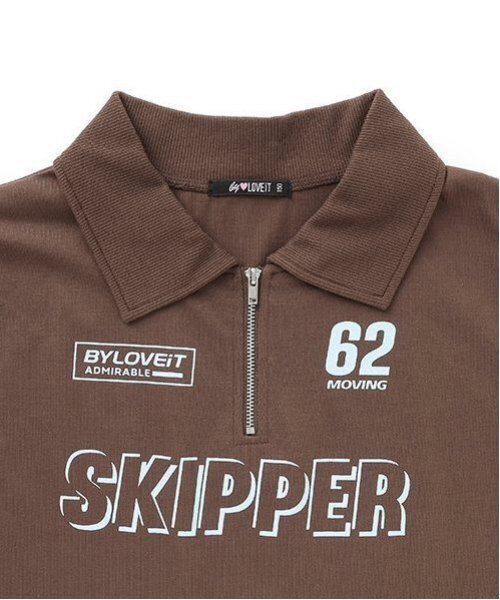 by LOVEiT（バイラビット）の「【Cuugal掲載】ハーフジップ半袖Ｔシャツ（Tシャツ/カットソー・キッズ・ブラック/オフホワイト/ブラウン・120cm/130cm/140cm/150cm/160cm）」の5枚目の写真