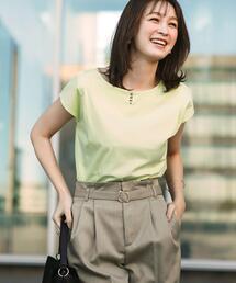 index | 《6色展開/XS-3サイズ》キーネックビジュートップス【UV/接触冷感/洗濯機洗い可】(Tシャツ/カットソー)