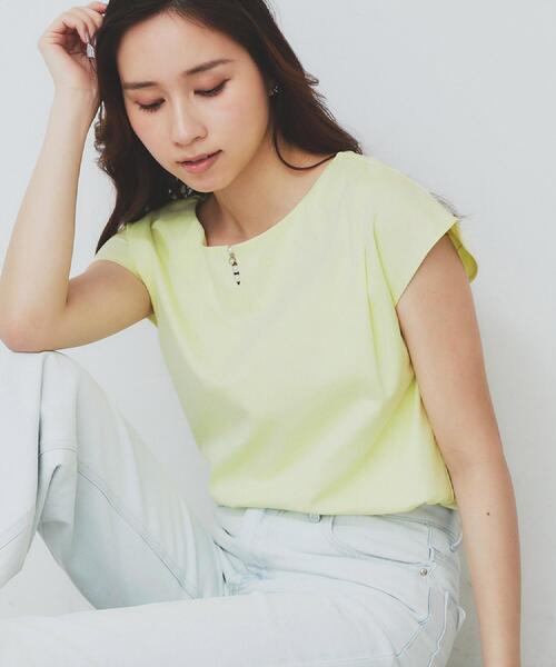 トップス zenkyu2727 セール】カップ付きバック開き小花柄トップス（Tシャツ