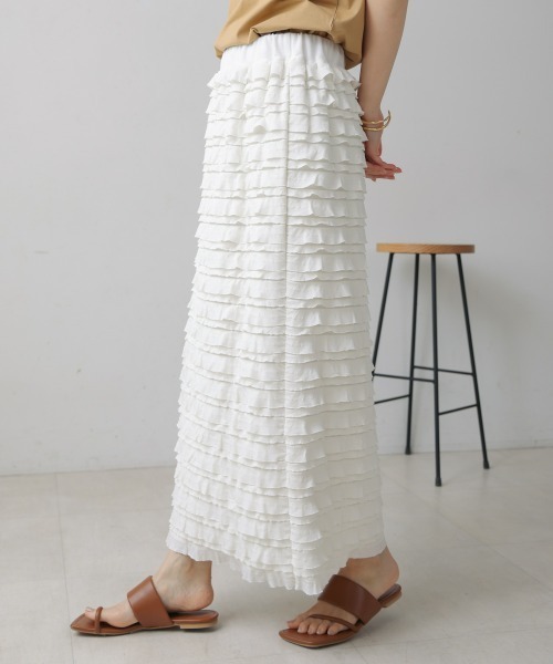 Bou Jeloud（ブージュルード）の「フリルカットソータイトスカート（スカート・レディース・ブラック/オフホワイト・FREE）」の7枚目の写真