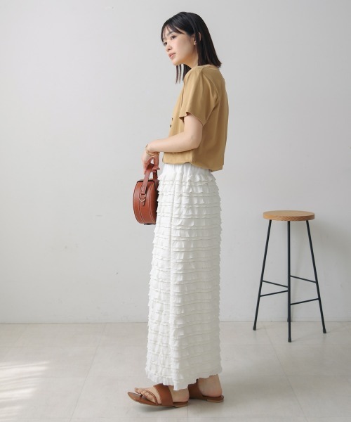 Bou Jeloud（ブージュルード）の「フリルカットソータイトスカート（スカート・レディース・ブラック/オフホワイト・FREE）」の8枚目の写真