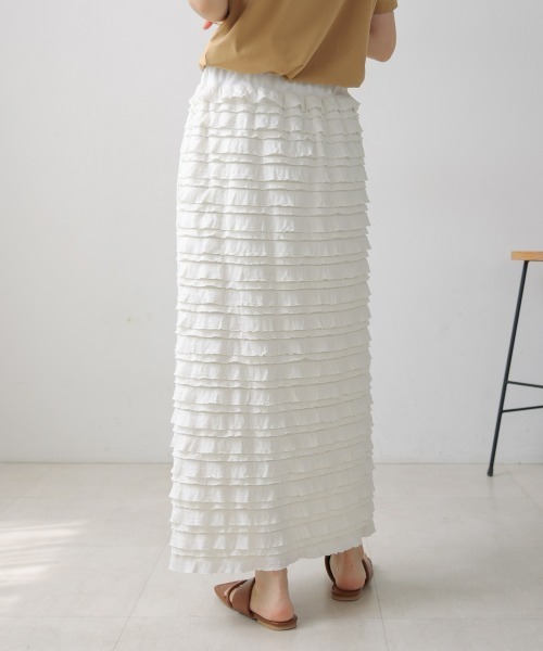 Bou Jeloud（ブージュルード）の「フリルカットソータイトスカート（スカート・レディース・ブラック/オフホワイト・FREE）」の9枚目の写真