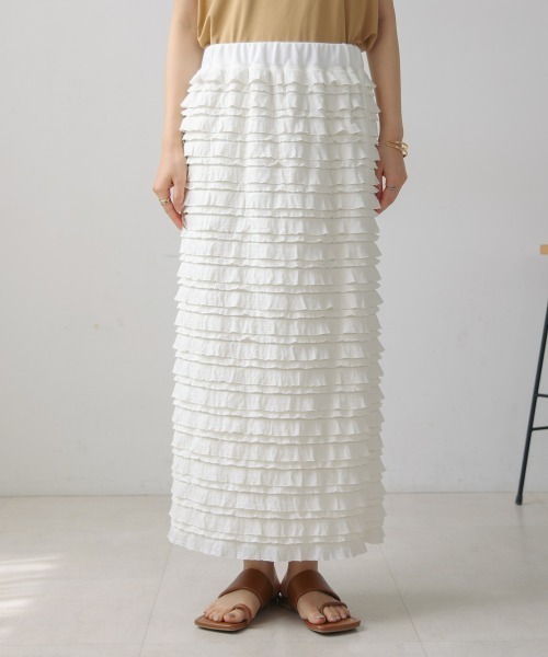 Bou Jeloud（ブージュルード）の「フリルカットソータイトスカート（スカート・レディース・ブラック/オフホワイト・FREE）」の12枚目の写真