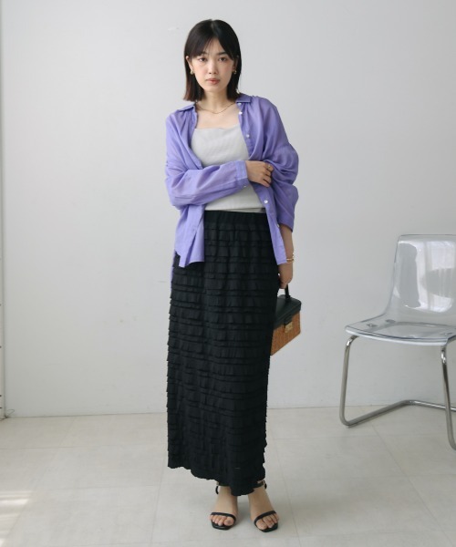 Bou Jeloud（ブージュルード）の「フリルカットソータイトスカート（スカート・レディース・ブラック/オフホワイト・FREE）」の13枚目の写真