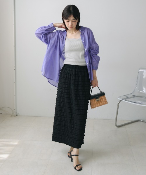 Bou Jeloud（ブージュルード）の「フリルカットソータイトスカート（スカート・レディース・ブラック/オフホワイト・FREE）」の16枚目の写真