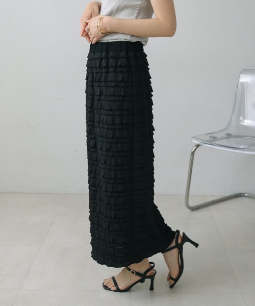 Bou Jeloud（ブージュルード）の「フリルカットソータイトスカート（スカート・レディース・ブラック/オフホワイト・FREE）」の17枚目の写真