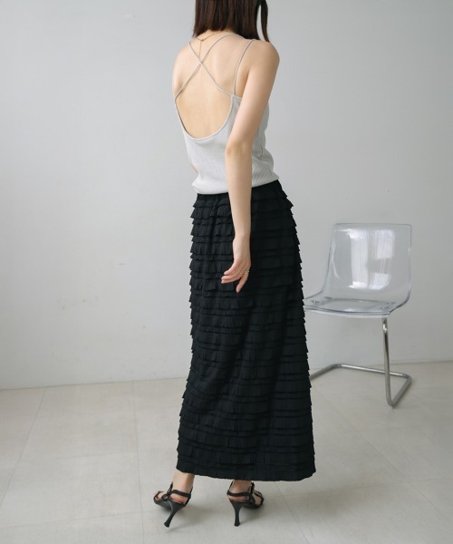 Bou Jeloud（ブージュルード）の「フリルカットソータイトスカート（スカート・レディース・ブラック/オフホワイト・FREE）」の20枚目の写真