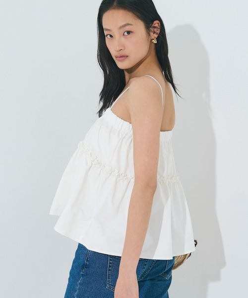 coca(coca)(コカ)の「【WEB限定セール】ポプリン 2wayベアトップス(チューブトップ・レディース・ネイビー/ホワイト・S/M/L)」の4枚目の写真