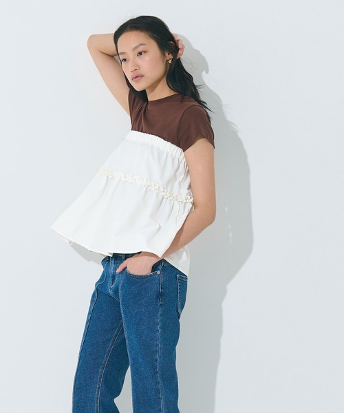 coca(coca)(コカ)の「【WEB限定セール】ポプリン 2wayベアトップス(チューブトップ・レディース・ネイビー/ホワイト・S/M/L)」の8枚目の写真