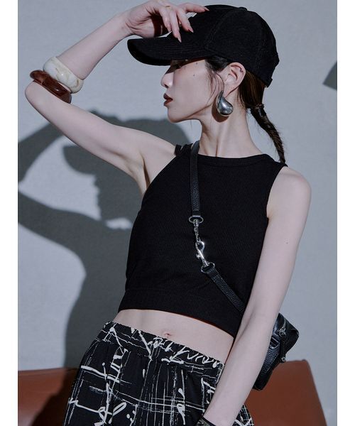 Stylevoice for xxx(スタイルヴォイスフォー)の「【00サイズ】<YUKIKO KOJIMAさんコラボ>カップ付きアメスリタンクトップ(タンクトップ・レディース・ブラック/オフホワイト・00/1)」の10枚目の写真
