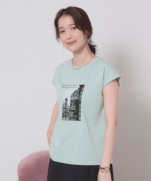 ITS'DEMO（イッツデモ）の「【手洗い可】フォトフレンチTシャツ（Tシャツ/カットソー・レディース・オフホワイト/ライトブルー/ベビーピンク/ブラック・00）」の17枚目の写真