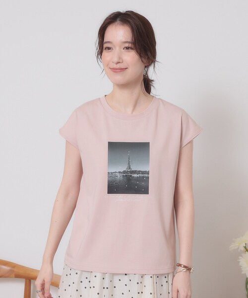 ITS'DEMO（イッツデモ）の「【手洗い可】フォトフレンチTシャツ（Tシャツ/カットソー・レディース・オフホワイト/ライトブルー/ベビーピンク/ブラック・00）」の21枚目の写真