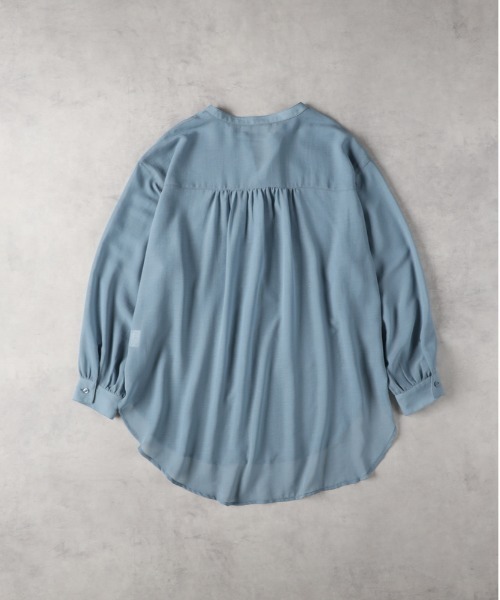 Right-on(ライトオン)の「HONEYSUCKLE ROSE(ハニーサックルローズ)【レディース】シアーブラウス(シャツ/ブラウス・レディース・ブルー/オフホワイト/ダークグレー・L/M)」の4枚目の写真