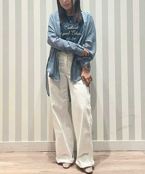 Right-on(ライトオン)の「HONEYSUCKLE ROSE(ハニーサックルローズ)【レディース】シアーブラウス(シャツ/ブラウス・レディース・ブルー/オフホワイト/ダークグレー・L/M)」の17枚目の写真