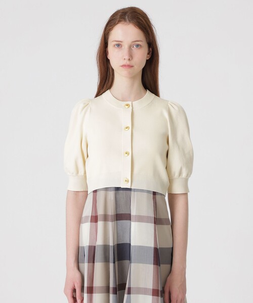 BLUE LABEL CRESTBRIDGE（ブルーレーベルクレストブリッジ）の「【美人百花コラボ】ショートカーディガン（カーディガン/ボレロ・レディース・オフホワイト/ブラック/レッド系その他・38）」の16枚目の写真