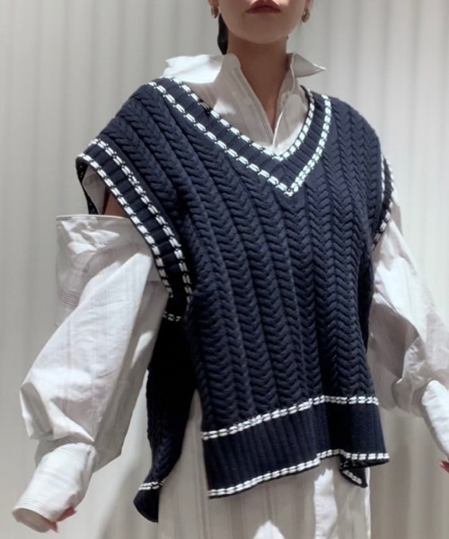 snidel スナイデル ニット　ベスト　ノースリーブ　パープル　F snidel ノースリーブ ニットベスト