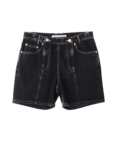 JOHN LAWRENCE SULLIVAN(ジョンローレンスサリバン)の「WASHED DENIM DOUBLE ZIPPERFLY SHORTS(デニムパンツ・メンズ・ブラック×ブラック/インディゴブルー/ブラック×ゴールド・46/44)」の3枚目の写真