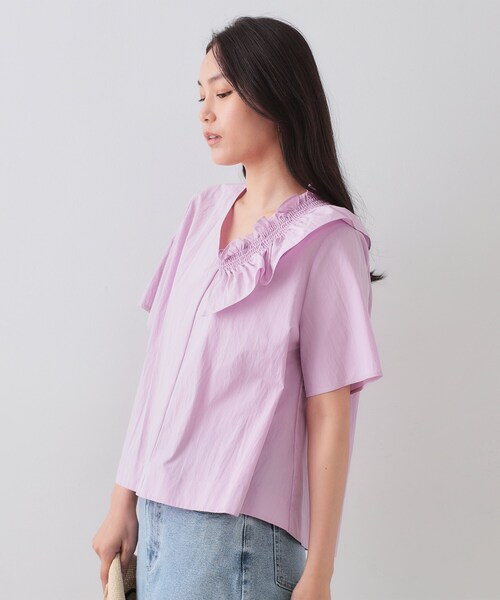 ブラウス シャツ 「 洗える 」  ソフトツイル・アシンメトリーフリルブラウス レディース asymmetrical frill blouse / アシンメトリーフリルブラウス