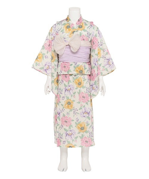 petit main(プティマイン)の「大花柄2way浴衣(浴衣・キッズ・サックスブルー/クリーム・100cm/110cm/90cm/130cm/120cm)」の6枚目の写真