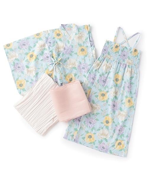 petit main(プティマイン)の「大花柄2way浴衣(浴衣・キッズ・サックスブルー/クリーム・100cm/110cm/90cm/130cm/120cm)」の9枚目の写真