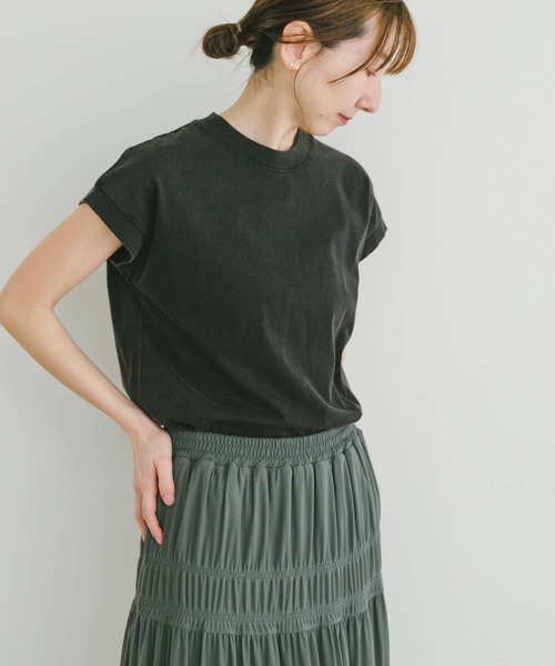 ITEMS URBANRESEARCH（アイテムズ アーバンリサーチ）の「ピグメントフレンチTシャツ（Tシャツ/カットソー・レディース・キャメル/ブラック/グレー・FREE）」の5枚目の写真