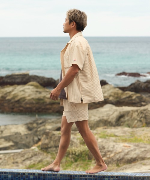SUNS by #Re:room（サンズバイリルーム）の「スイッチングシアサッカーオープンカラーシャツ（シャツ/ブラウス・メンズ・ブラック/ブルー・SMALL/MEDIUM）」の4枚目の写真