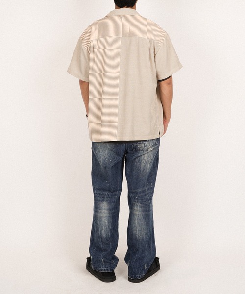 SUNS by #Re:room（サンズバイリルーム）の「スイッチングシアサッカーオープンカラーシャツ（シャツ/ブラウス・メンズ・ブラック/ブルー・SMALL/MEDIUM）」の12枚目の写真