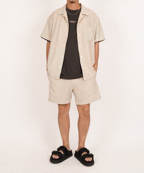 SUNS by #Re:room（サンズバイリルーム）の「スイッチングシアサッカーオープンカラーシャツ（シャツ/ブラウス・メンズ・ブラック/ブルー・SMALL/MEDIUM）」の7枚目の写真