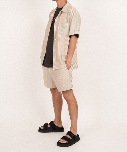 SUNS by #Re:room（サンズバイリルーム）の「スイッチングシアサッカーオープンカラーシャツ（シャツ/ブラウス・メンズ・ブラック/ブルー・SMALL/MEDIUM）」の8枚目の写真