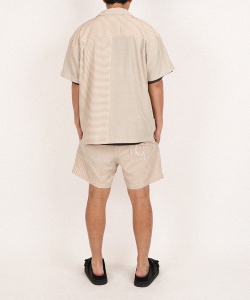 SUNS by #Re:room（サンズバイリルーム）の「スイッチングシアサッカーオープンカラーシャツ（シャツ/ブラウス・メンズ・ブラック/ブルー・SMALL/MEDIUM）」の9枚目の写真