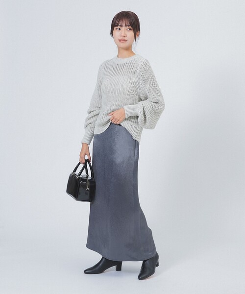 Demi-Luxe BEAMS（デミルクス ビームス）の「【2/5再値下げ】アセテート サテン イージースカート（スカート・レディース・ブラック/グレー・36/38）」の3枚目の写真