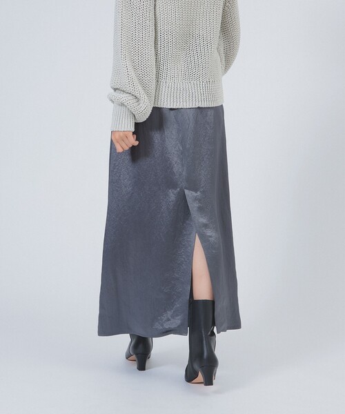 Demi-Luxe BEAMS（デミルクス ビームス）の「【2/5再値下げ】アセテート サテン イージースカート（スカート・レディース・ブラック/グレー・36/38）」の6枚目の写真
