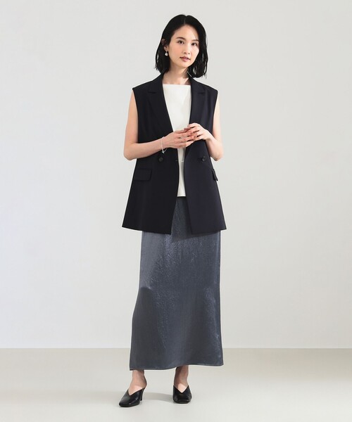 Demi-Luxe BEAMS（デミルクス ビームス）の「【2/5再値下げ】アセテート サテン イージースカート（スカート・レディース・ブラック/グレー・36/38）」の7枚目の写真