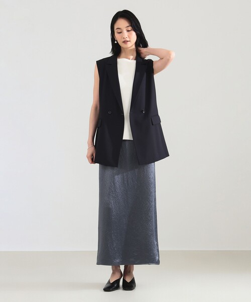 Demi-Luxe BEAMS（デミルクス ビームス）の「【2/5再値下げ】アセテート サテン イージースカート（スカート・レディース・ブラック/グレー・36/38）」の8枚目の写真